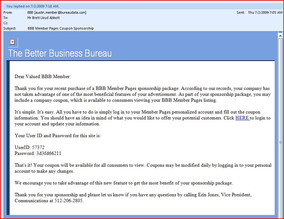 BBB Email that looks like Phishing.jpg